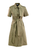 Abito trench in popeline di cotone di colore verde militare