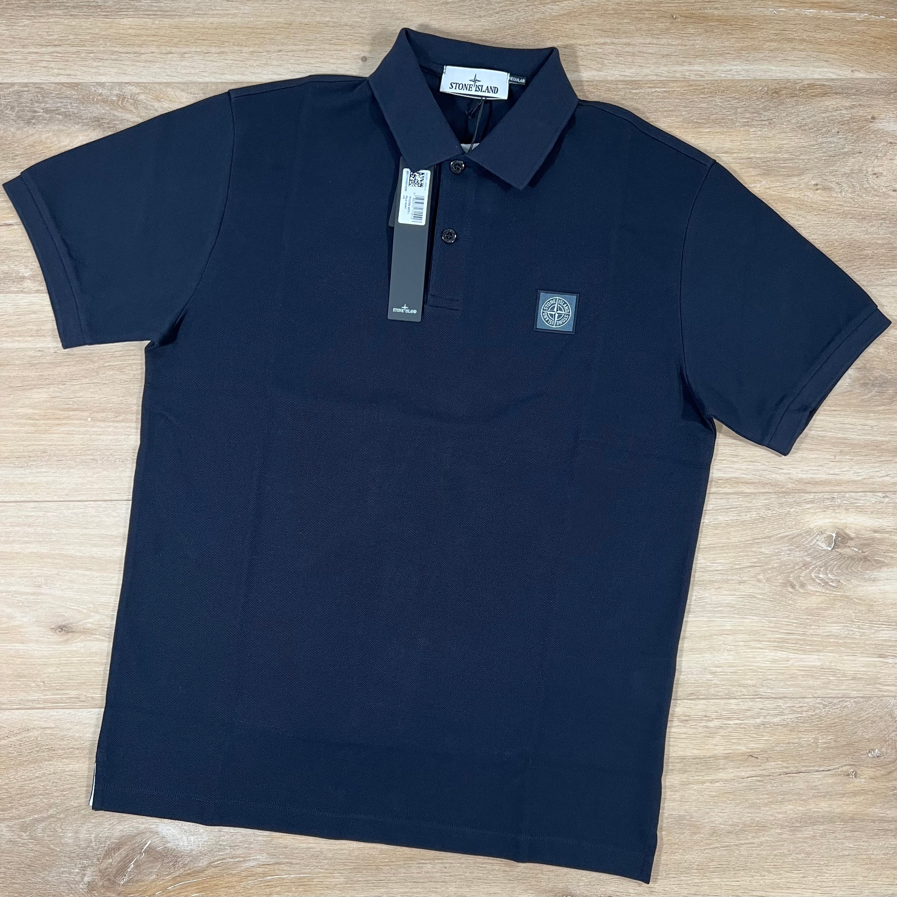 Stone Island Organic Cotton Pique Regular Fit Polo Shirt in Navy -Usfansport