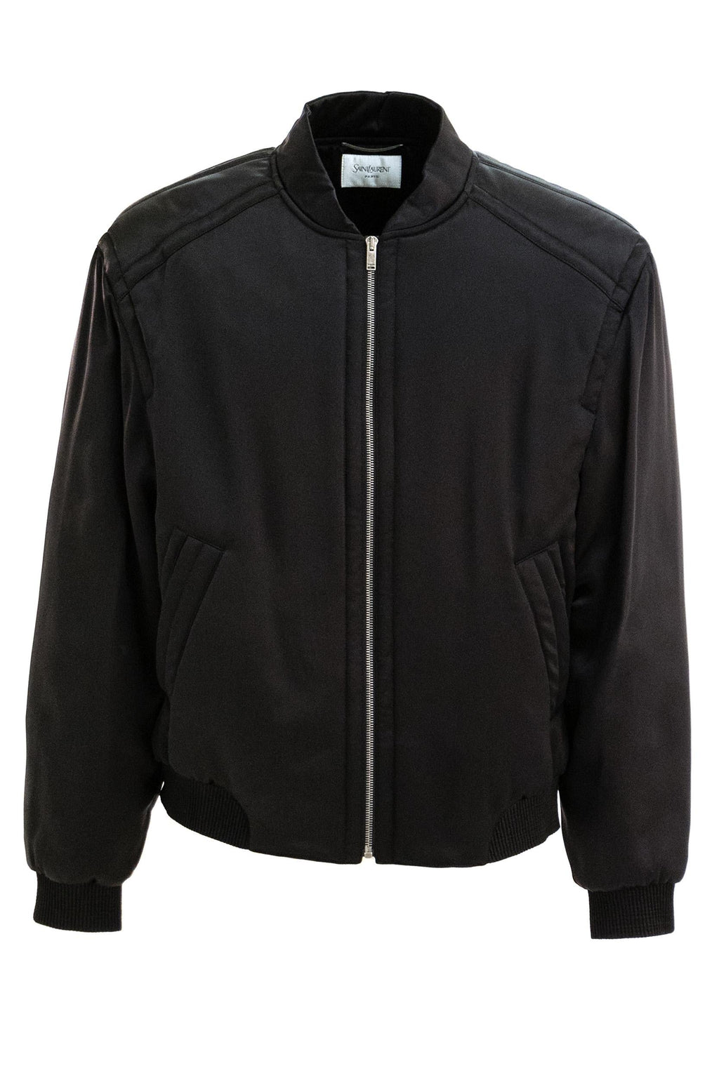 Bomber in satin di colore nero