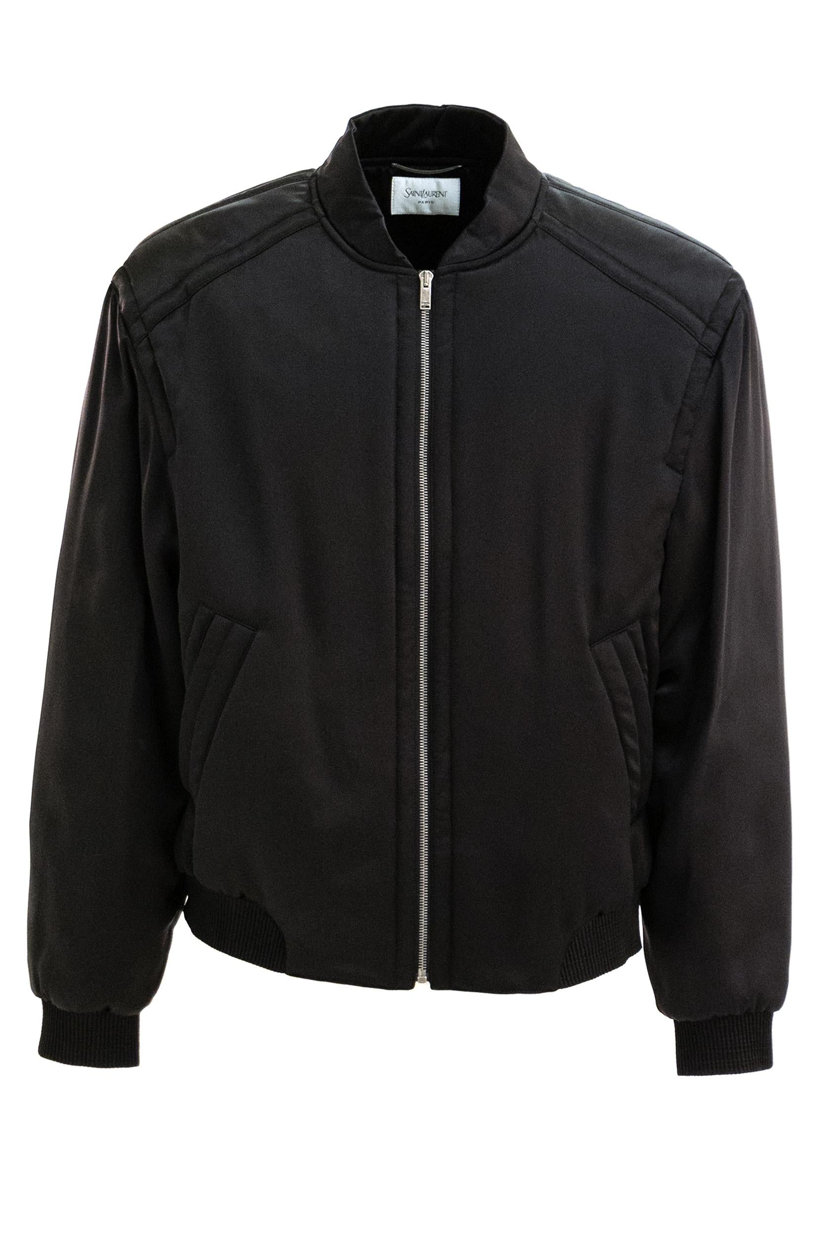 Bomber in satin di colore nero