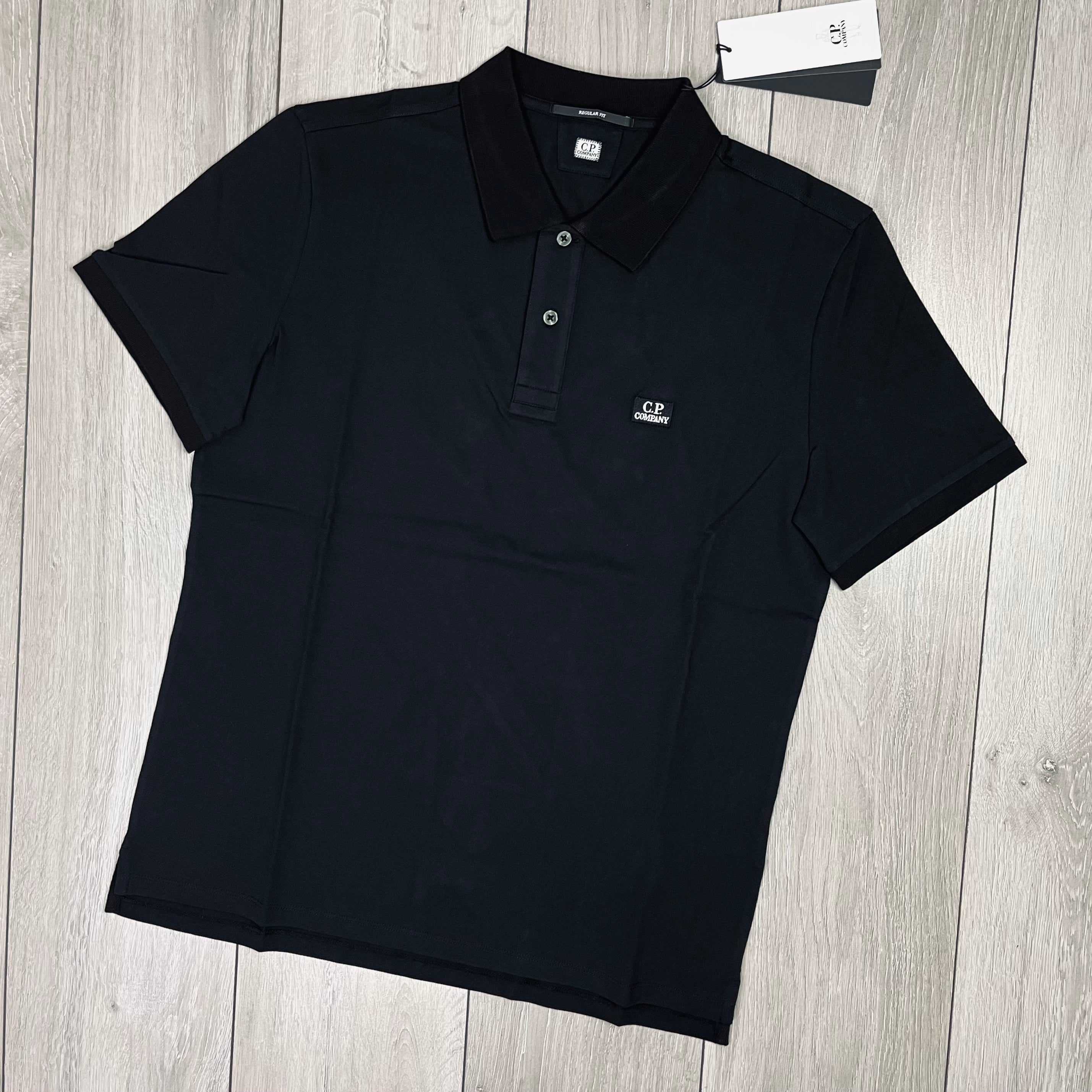 CP Company Piquet Polo Shirt - Black -Usfansport