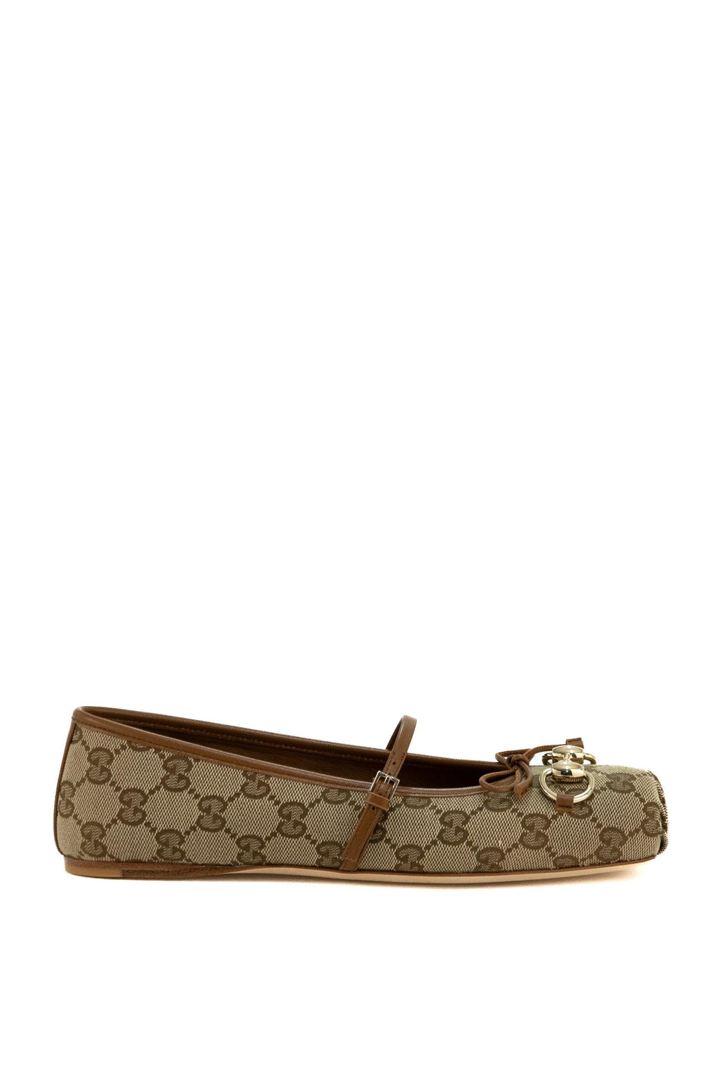 Ballerine in tessuto GG color beige e marrone
