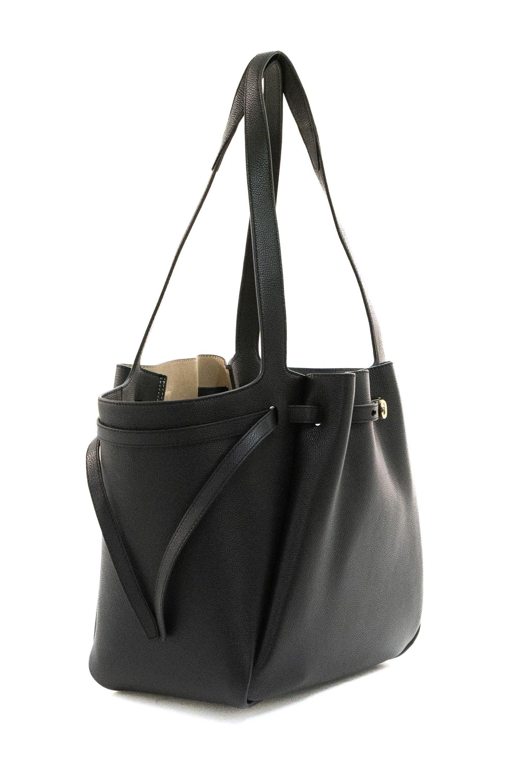 Borsa Romy shopping in pelle martellata di colore nero