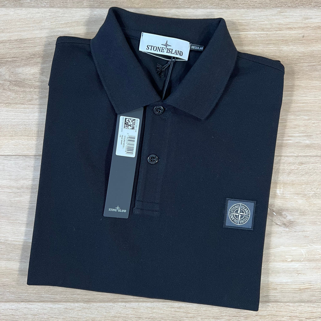 Stone Island Organic Cotton Pique Regular Fit Polo Shirt in Black -Usfansport