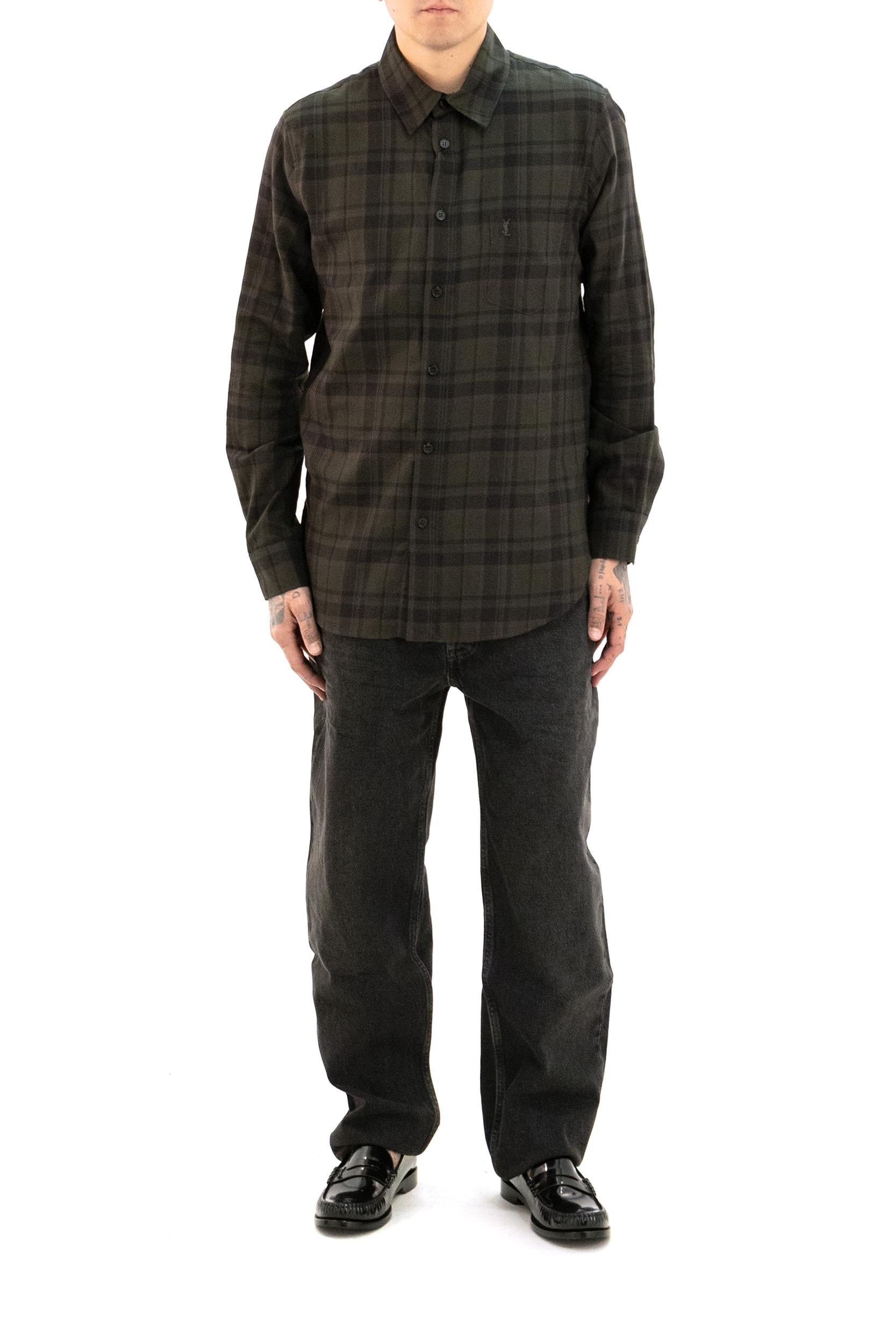 Camicia in cotone a quadri di colore verde
