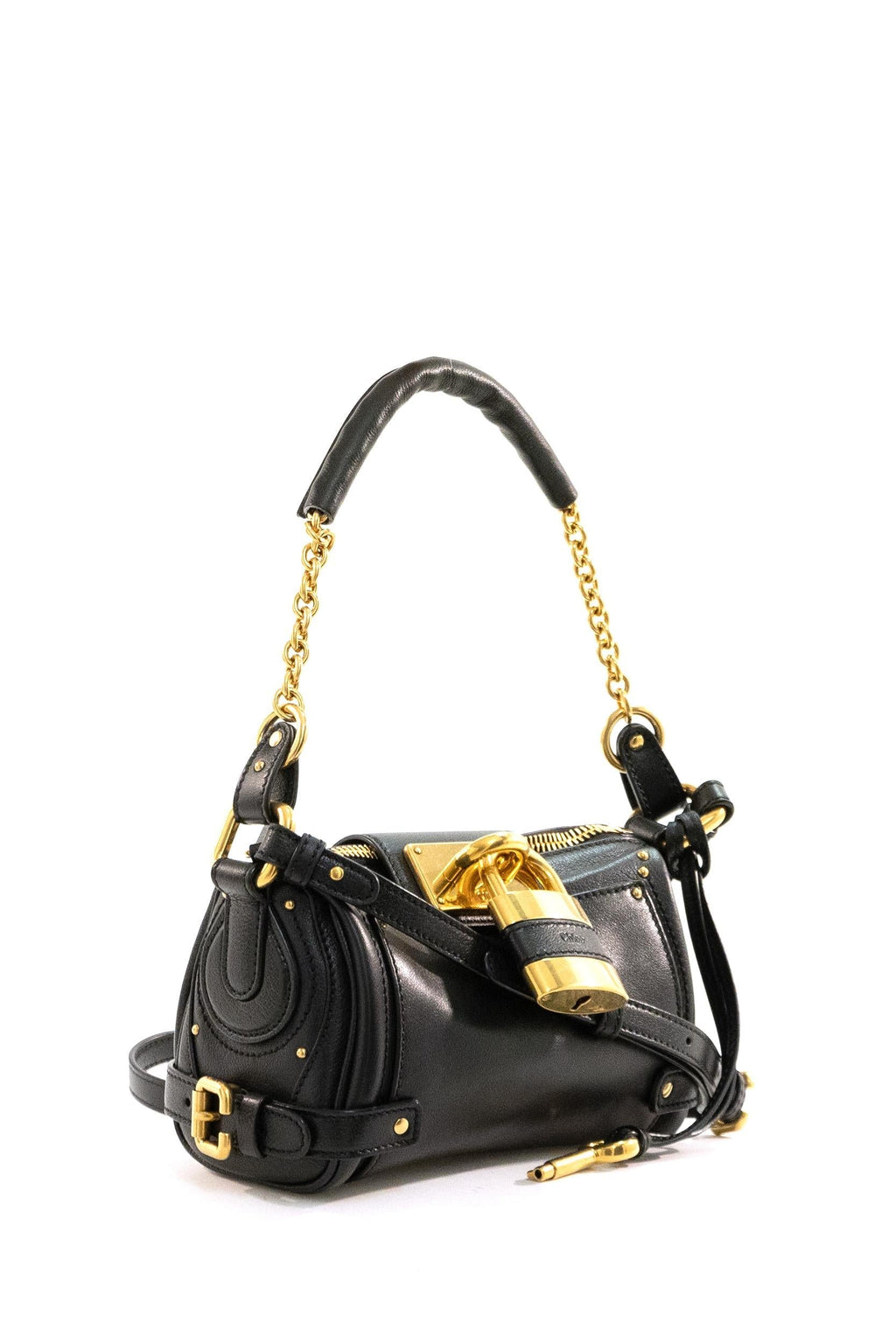 Borsa Paddington small in pelle granata color nero
