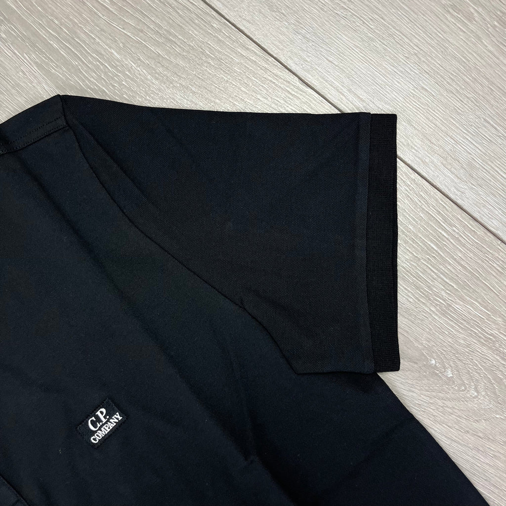 CP Company Piquet Polo Shirt - Black -Usfansport