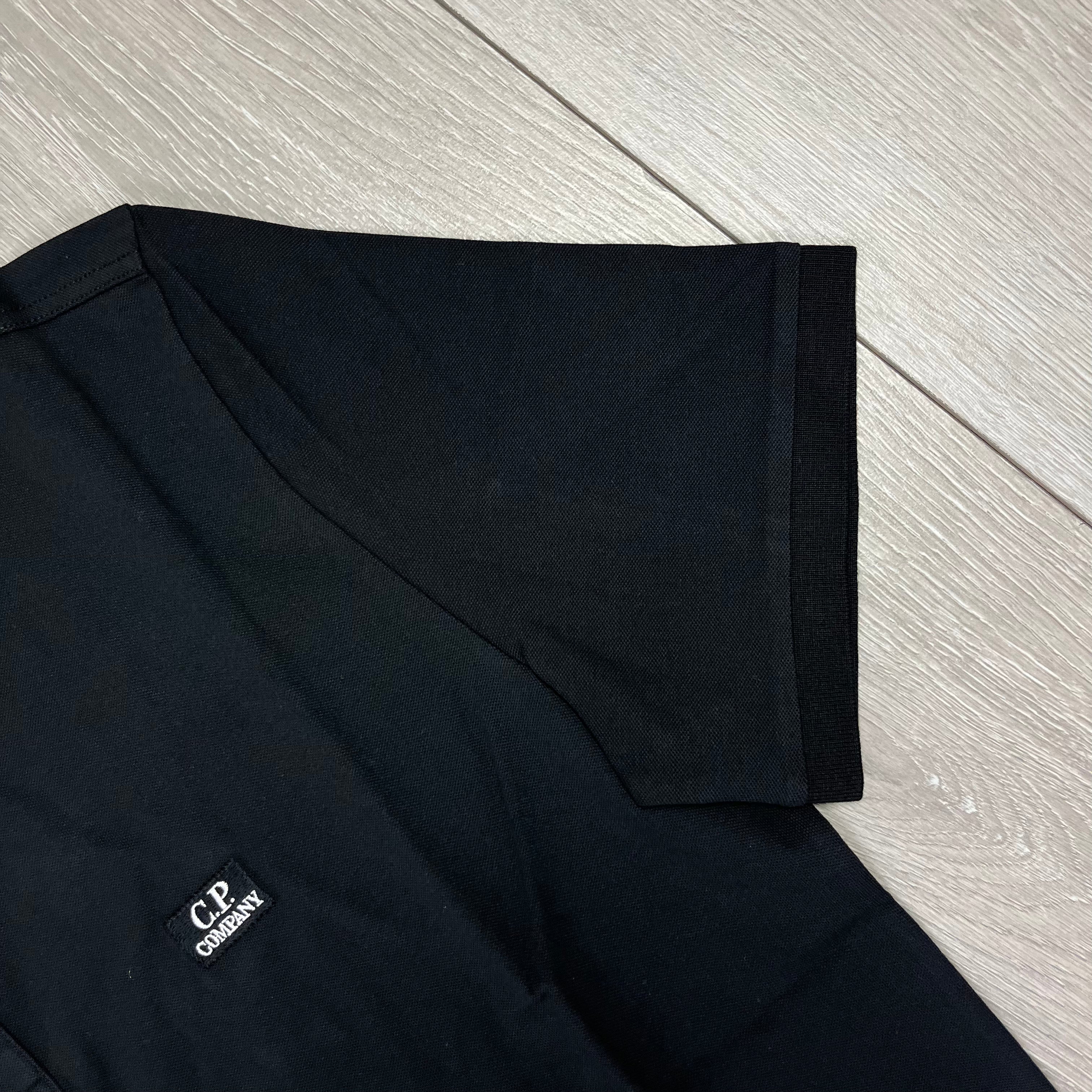 CP Company Piquet Polo Shirt - Black -Usfansport