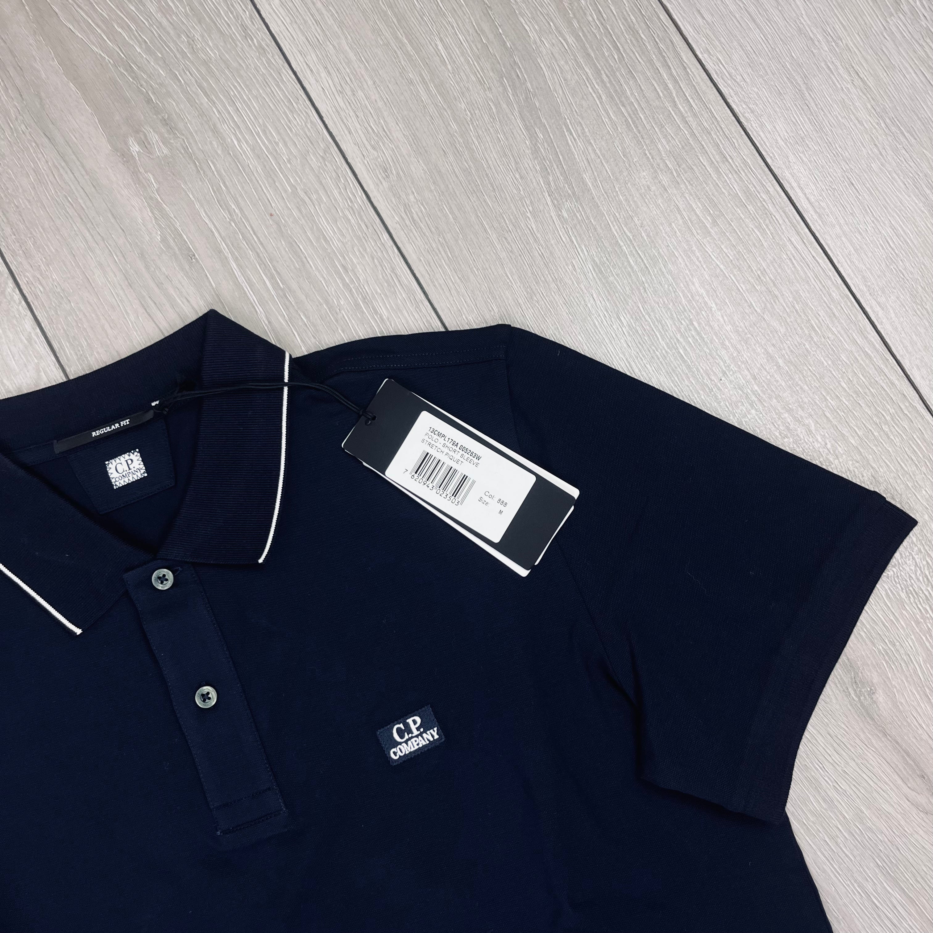 CP Company Piquet Polo Shirt - Navy -Usfansport