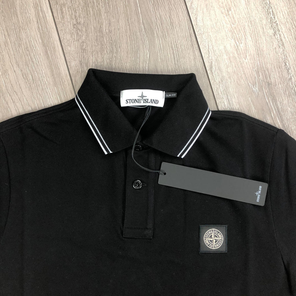 Stone Island Patch Polo Shirt - Black -Usfansport