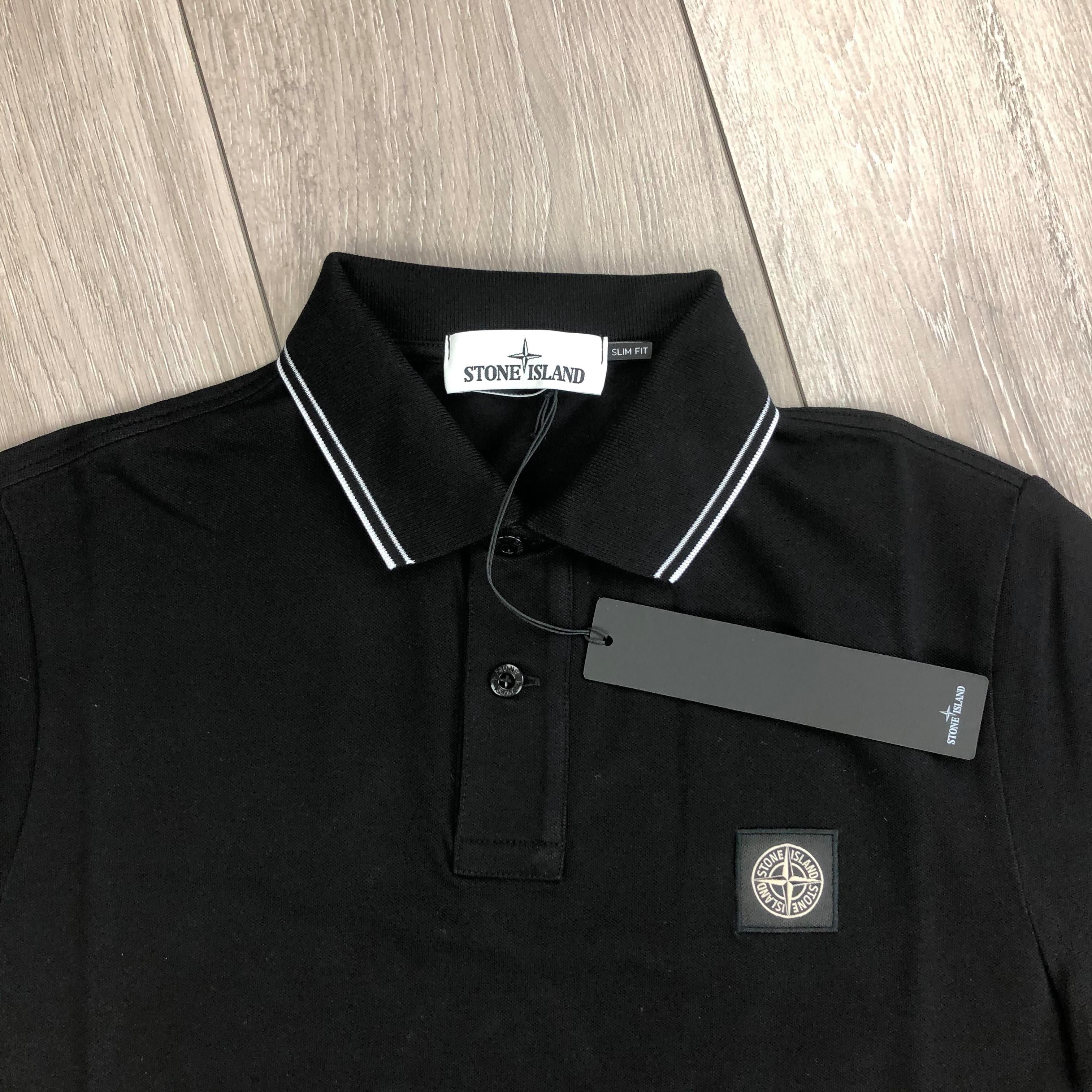 Stone Island Patch Polo Shirt - Black -Usfansport