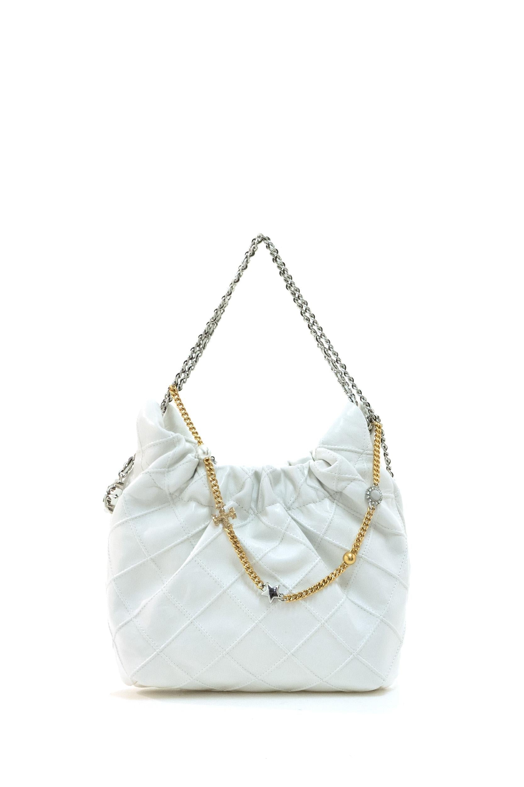 Borsa Fleming mini in pelle di colore bianco
