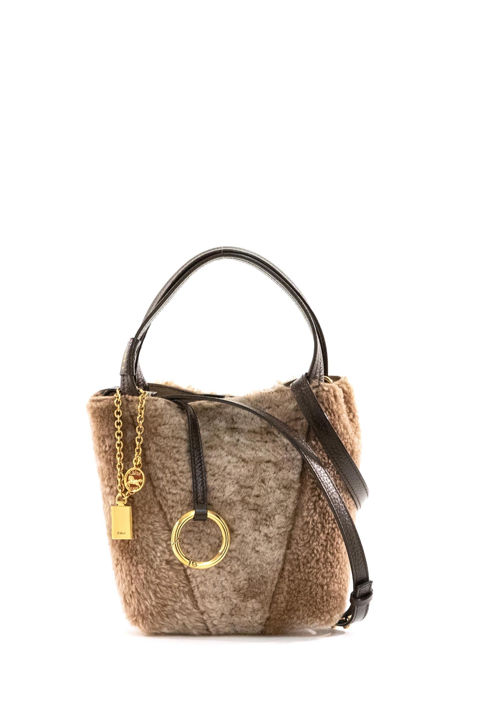 Borsa Spin in shearling color grigio