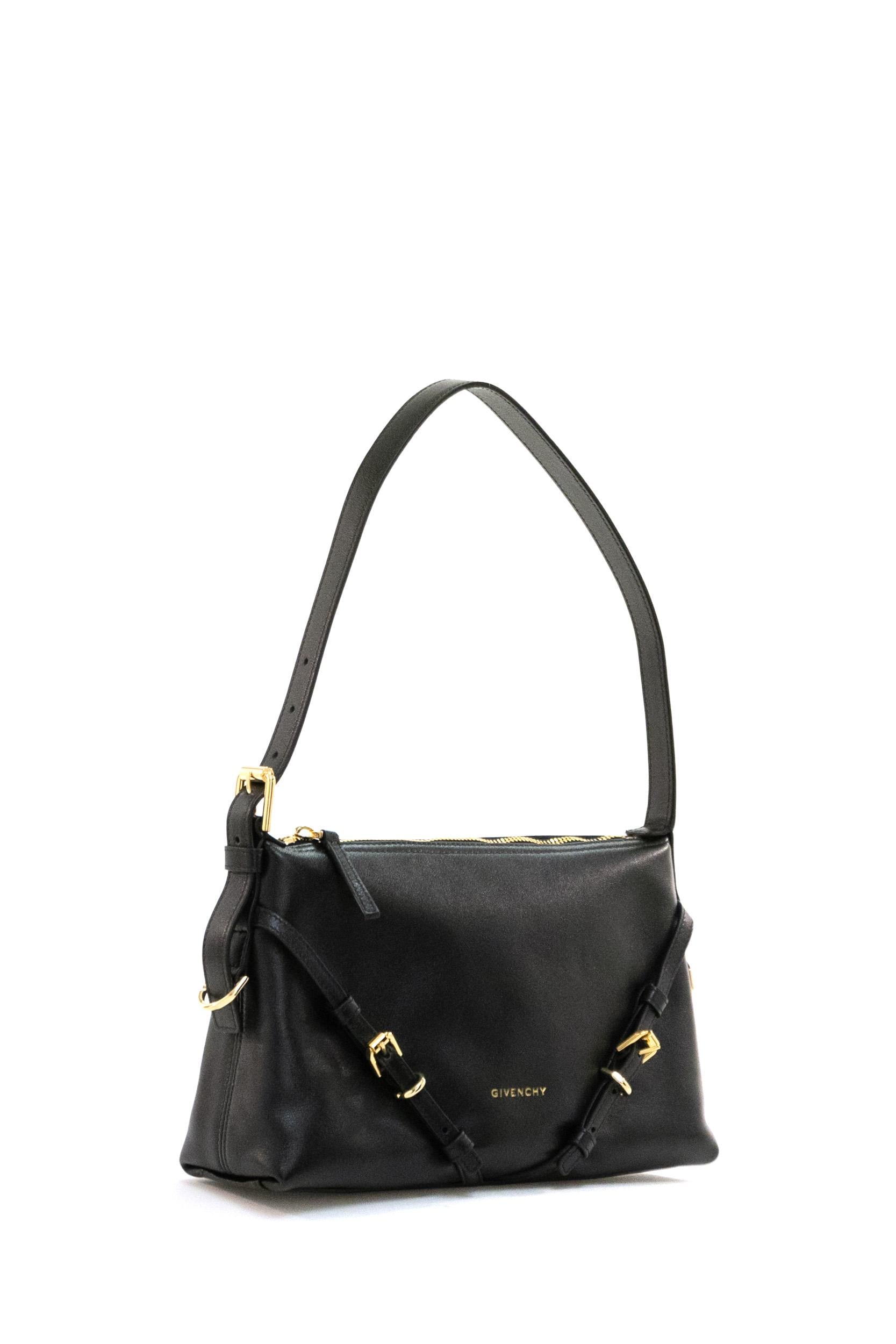 Borsa Voyou in pelle di colore nero