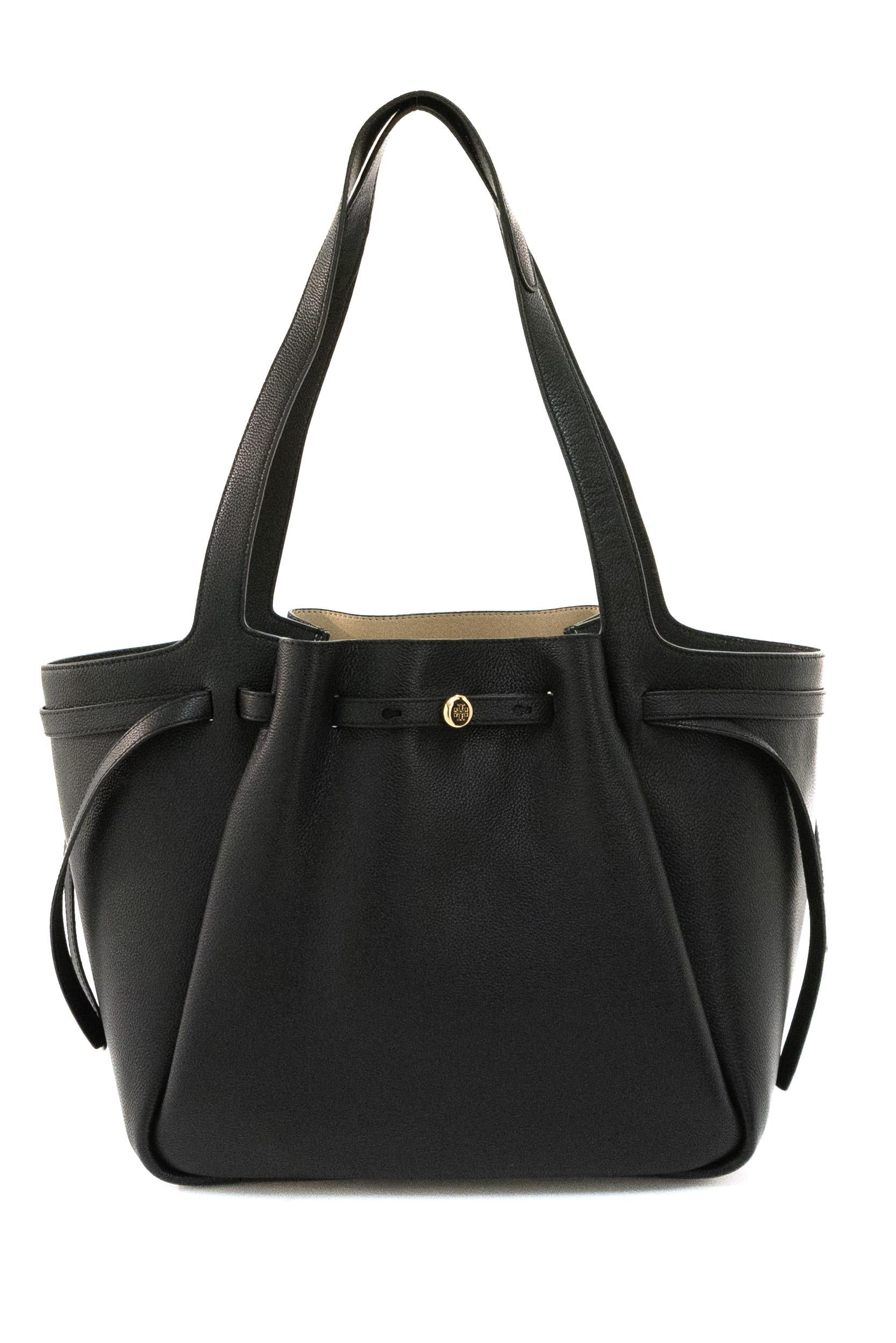 Borsa Romy shopping in pelle martellata di colore nero
