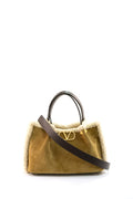 Borsa Vlogo Small in suede color beige con fodera in montone