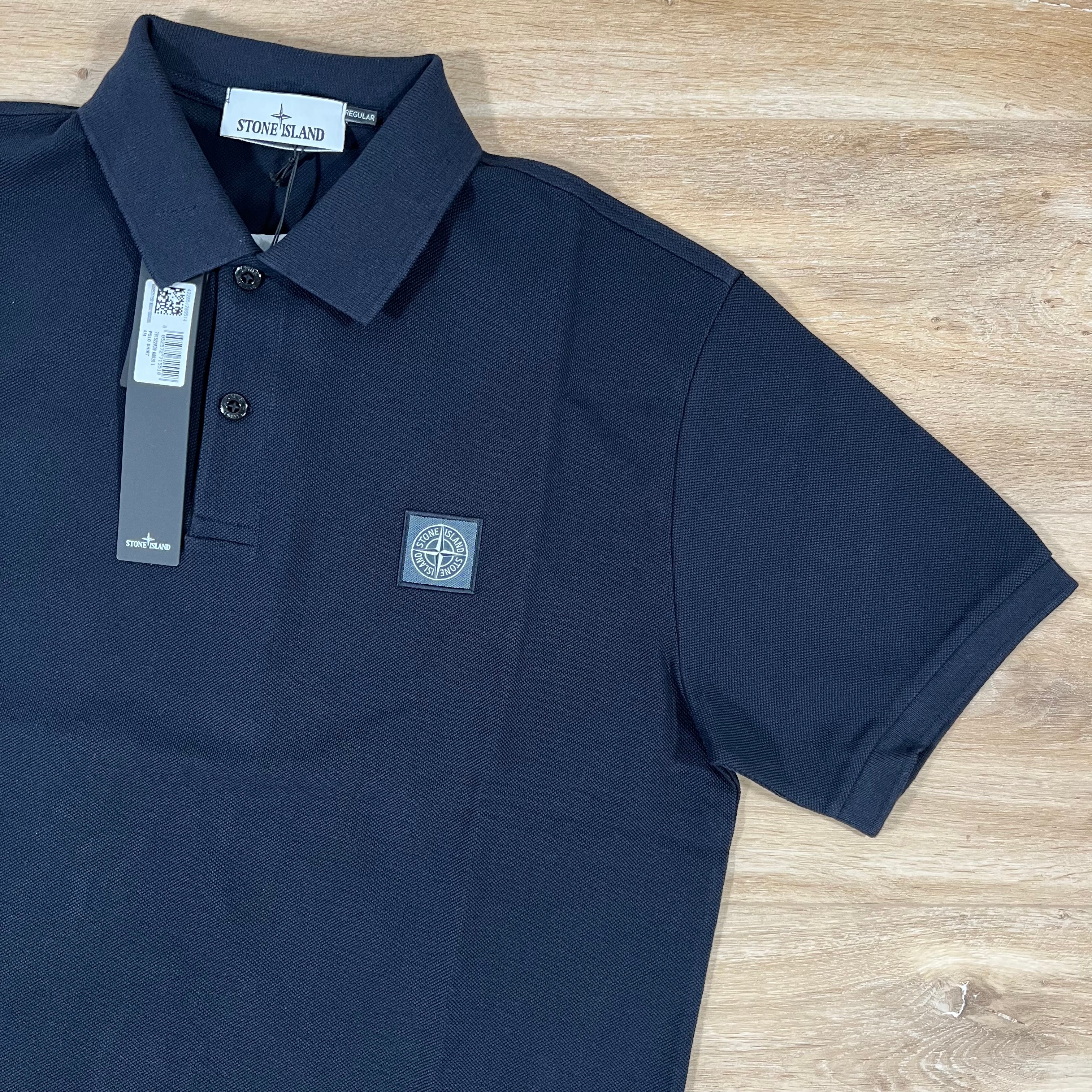 Stone Island Organic Cotton Pique Regular Fit Polo Shirt in Navy -Usfansport