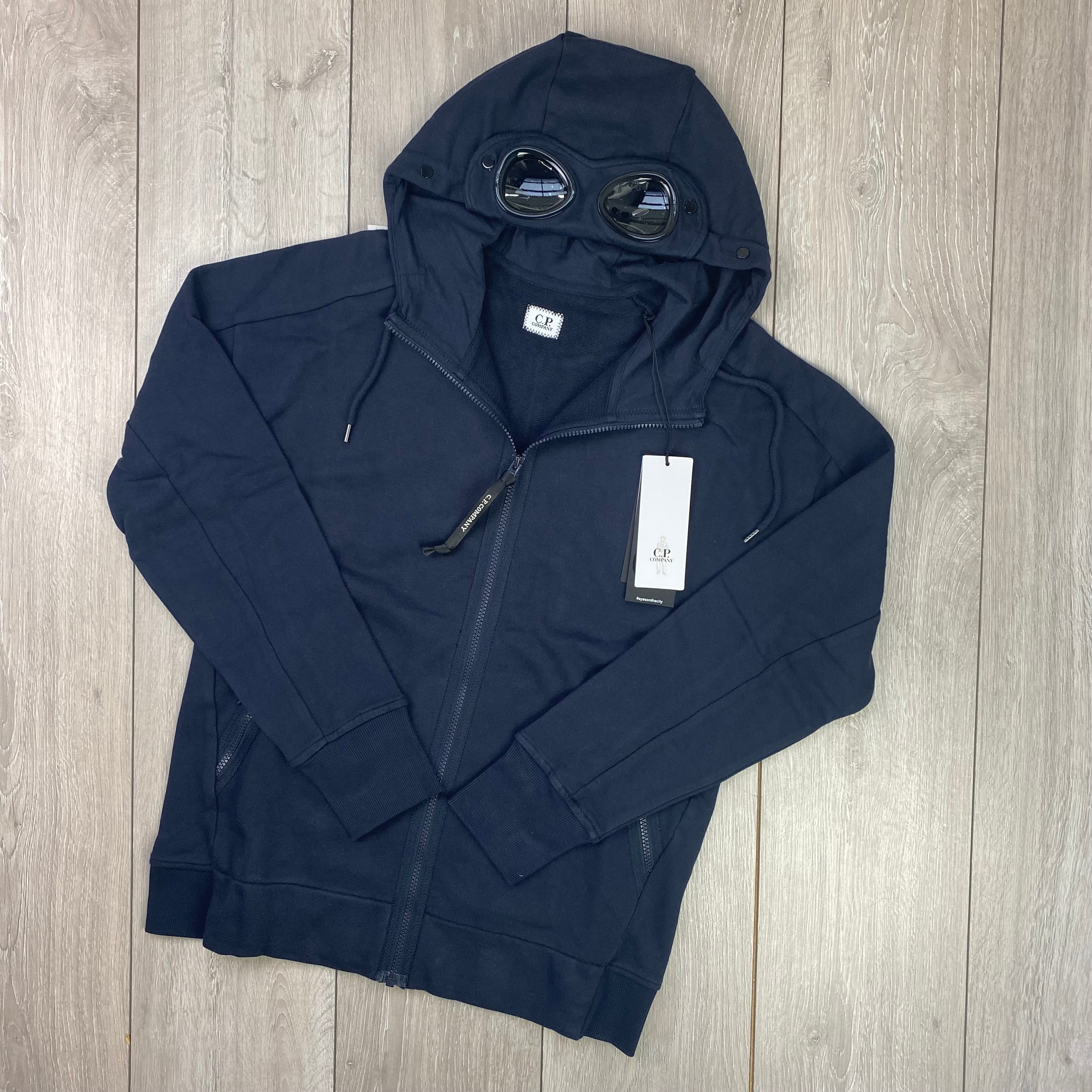 CP Company Raised Fleece Goggle Hoodie - Navy -Usfansport