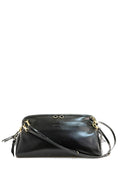 Borsa a spalla in pelle lucida color nero
