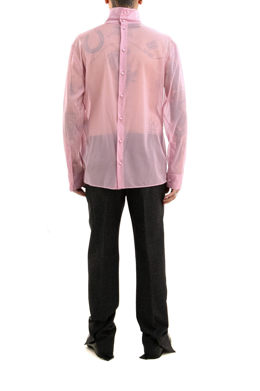 Camicia in chiffon di seta stretch color rosa
