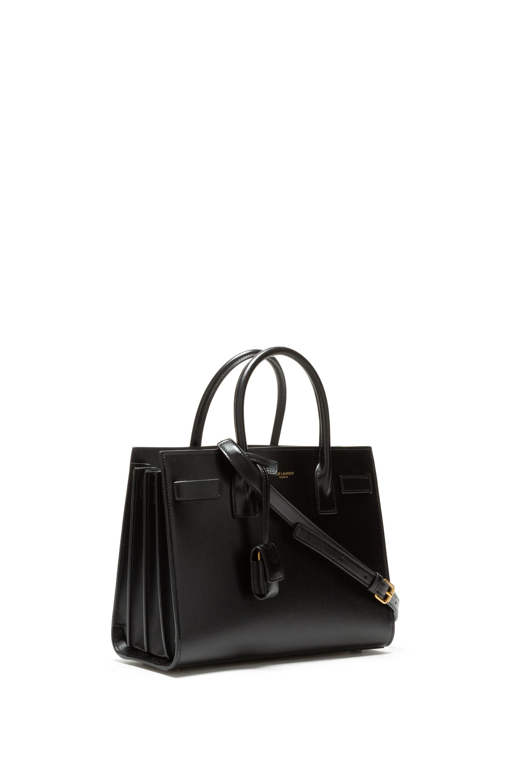 Borsa Sac De Jour in pelle lucida color nero