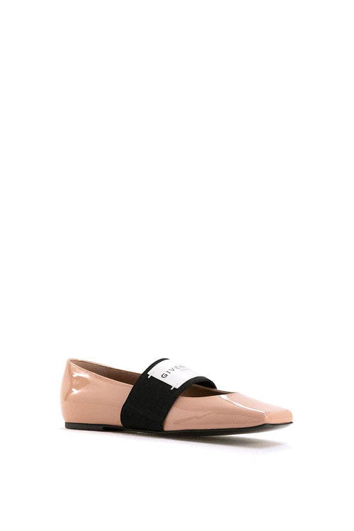Ballerine Sliced Square in pelle verniciata di colore rosa cipria