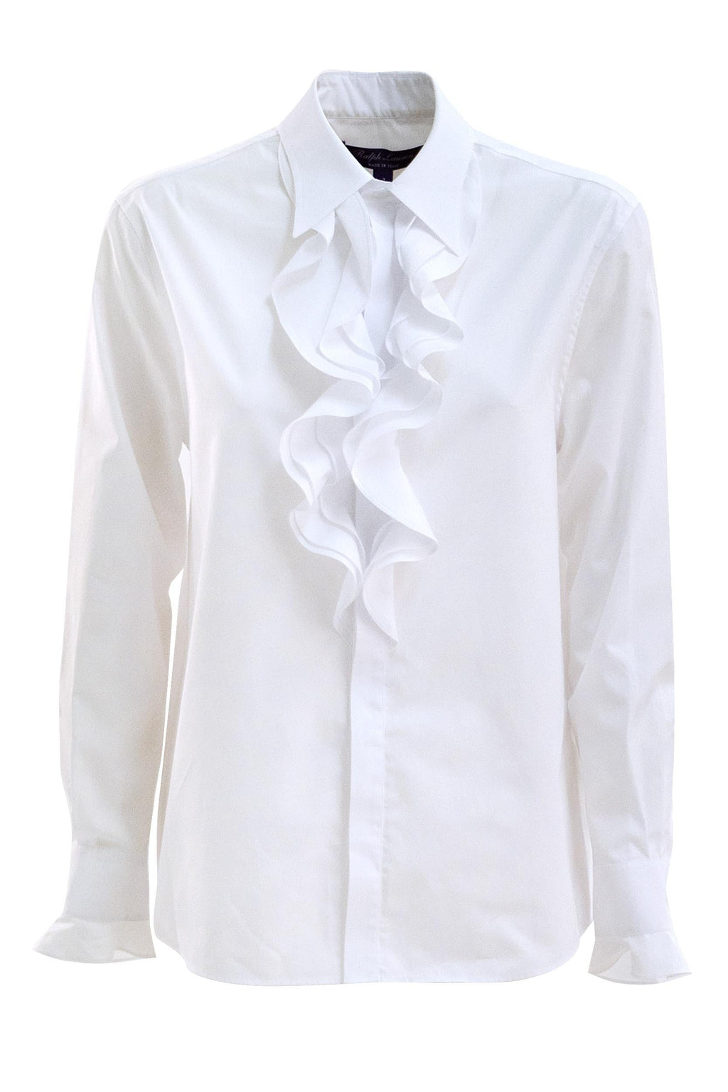 Camicia con Rouches in Cotone Bianco