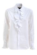 Camicia con Rouches in Cotone Bianco