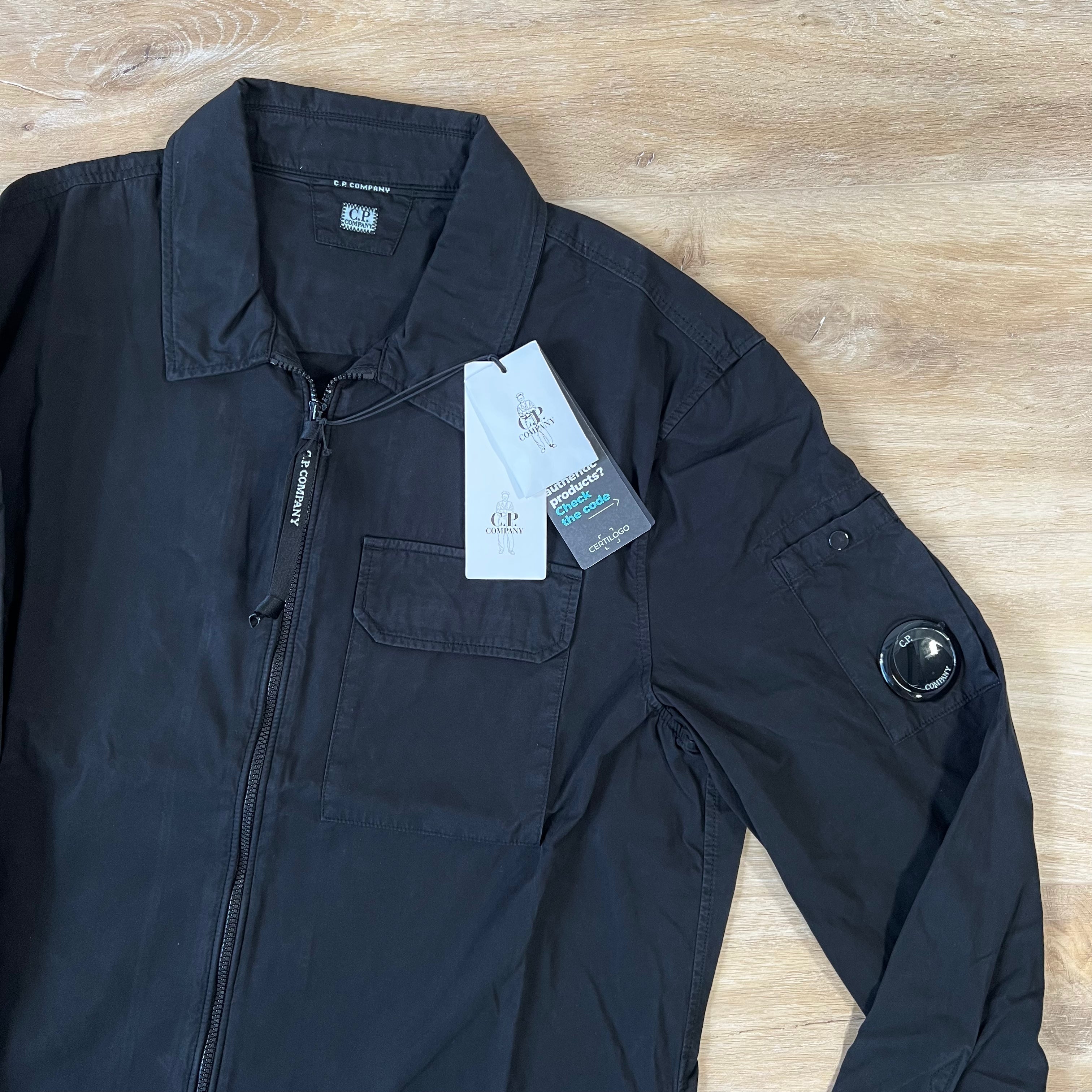 CP Company Organic Gabardine Lens Overshirt in Black -Usfansport