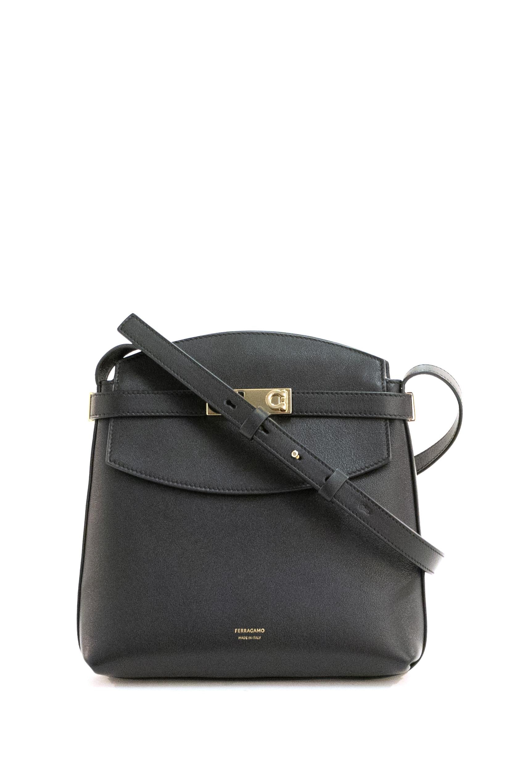 Borsa a tracolla pelle martellata nera