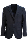 Abito monopetto gessato in lana di colore blu