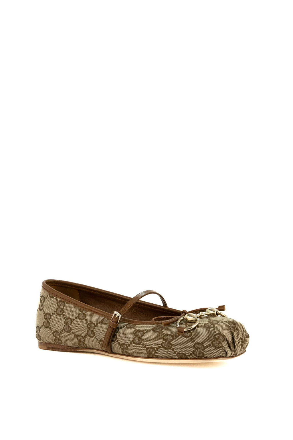Ballerine in tessuto GG color beige e marrone