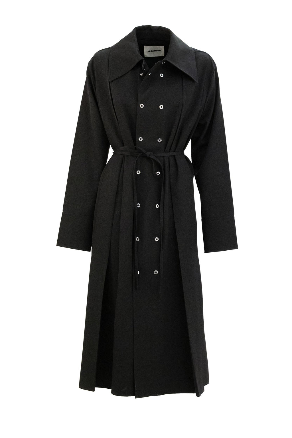 Abito lungo in gabardine di lana di colore nero