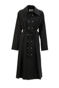 Abito lungo in gabardine di lana di colore nero