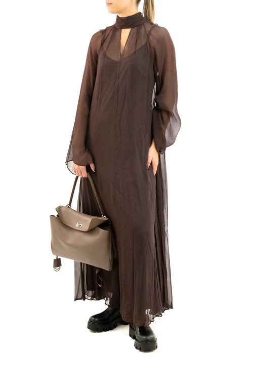 Abito in chiffon di colore marrone