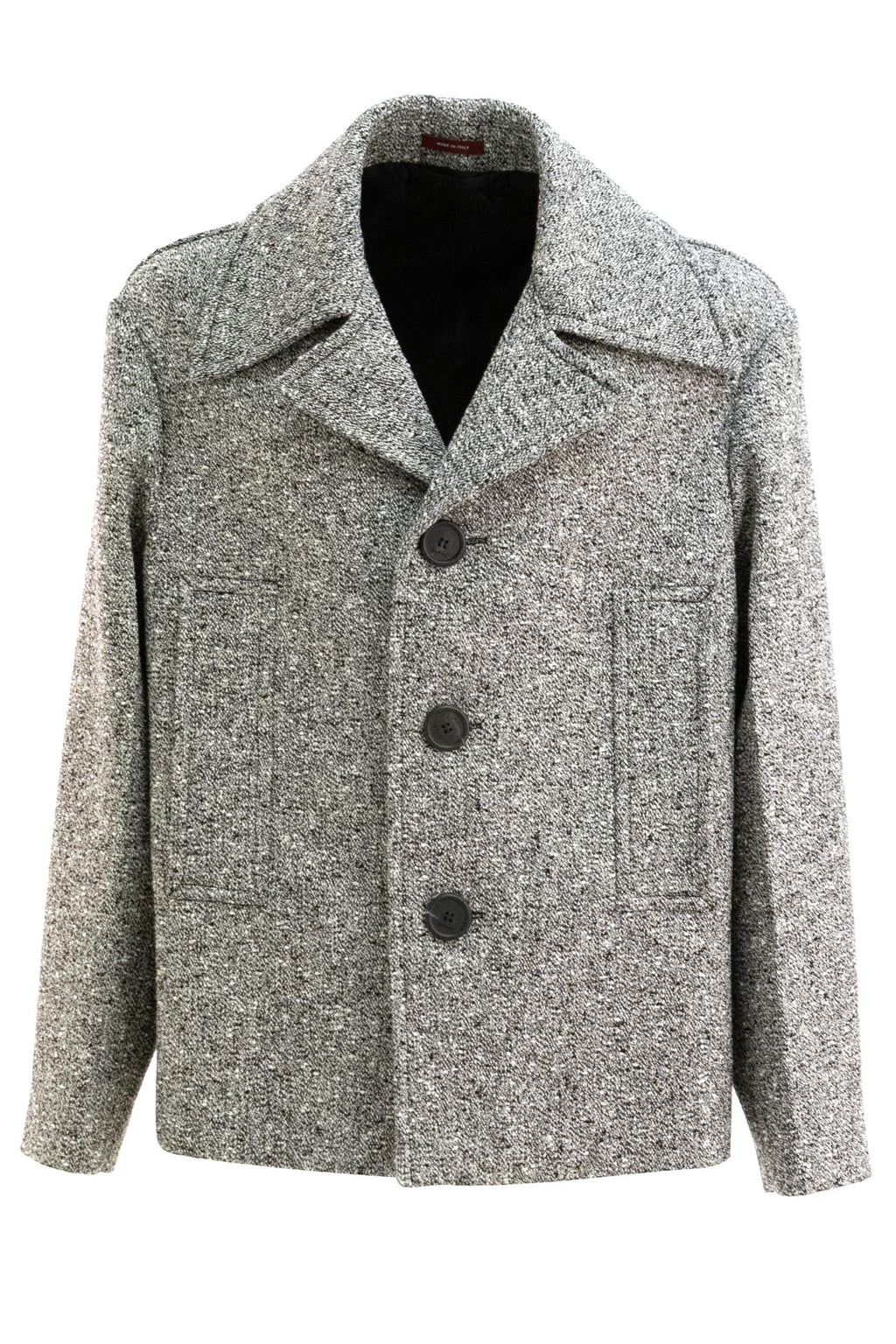 Caban in lana e cotone color grigio