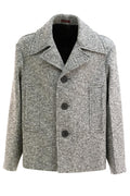 Caban in lana e cotone color grigio