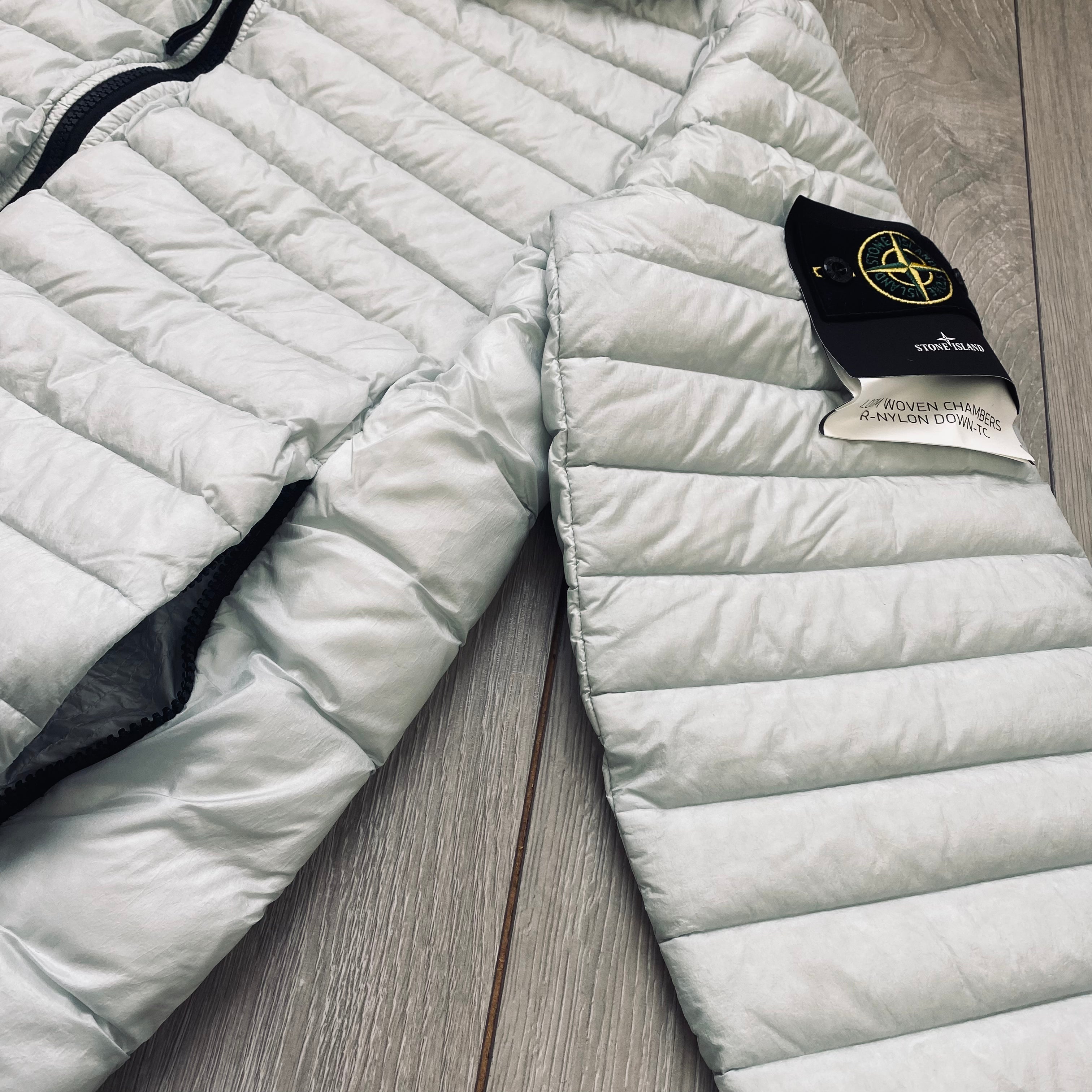 Stone Island Woven Down Jacket - Pearl Grey -Usfansport