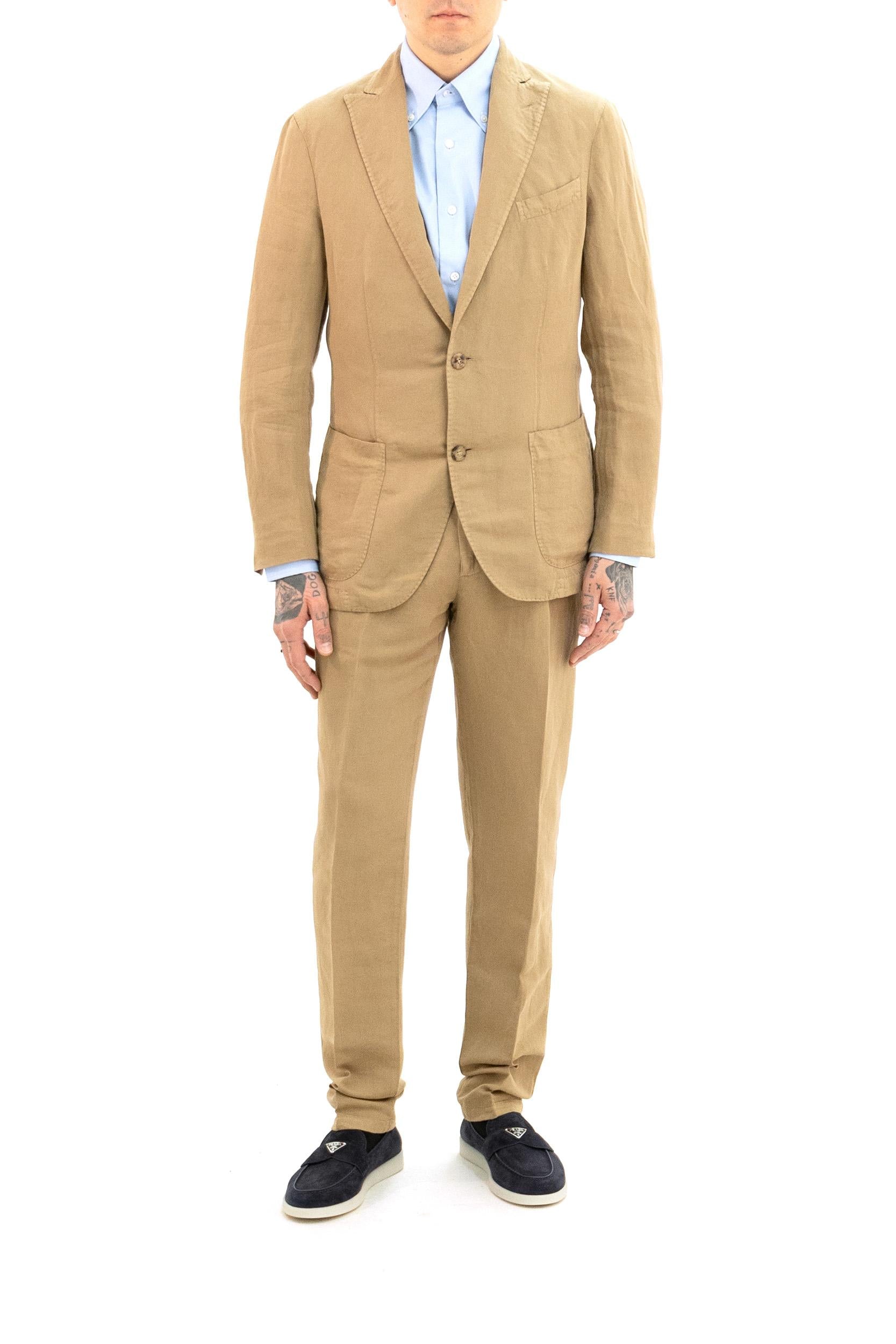 Abito in lino e cotone di colore beige