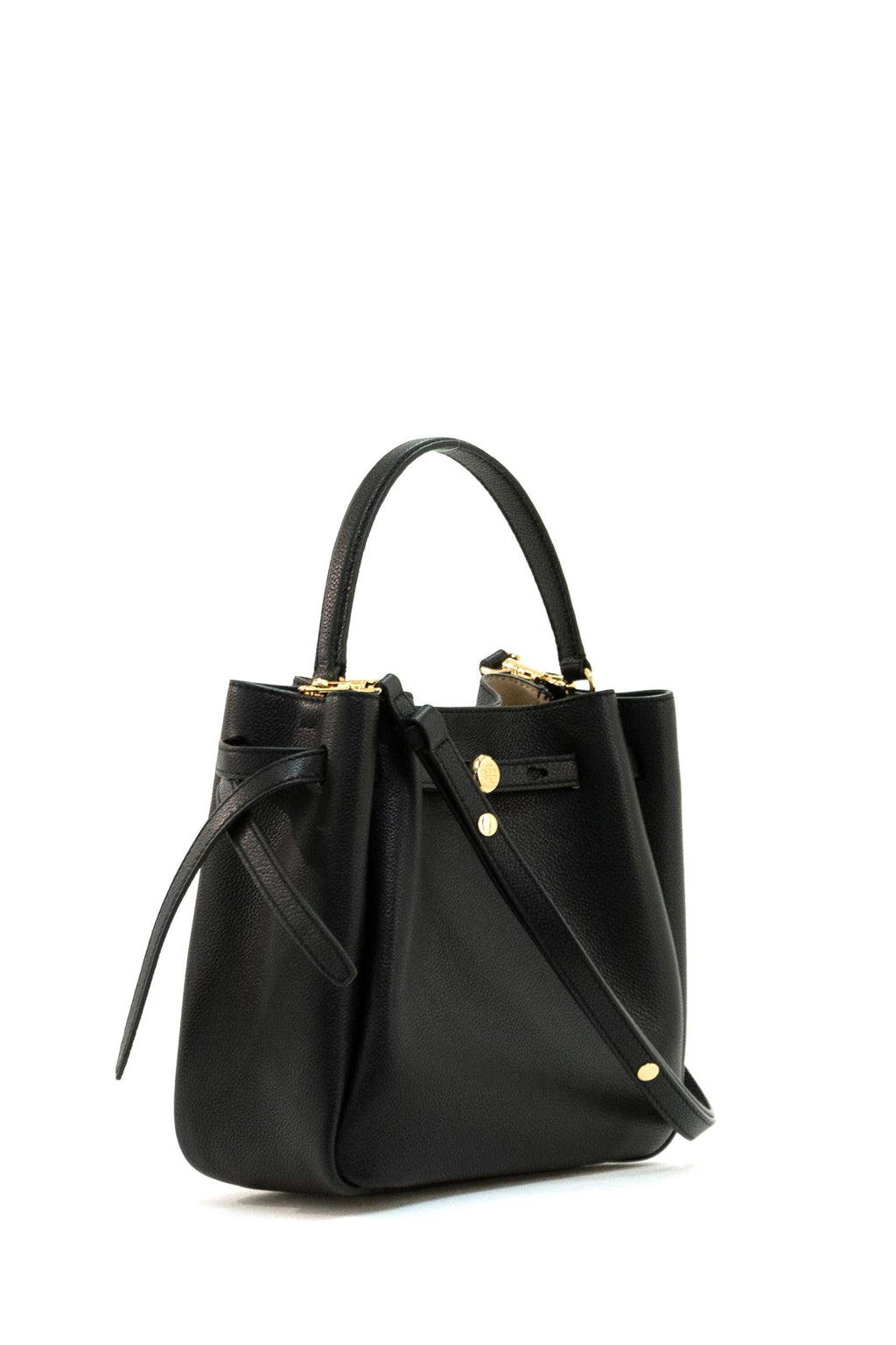 Borsa Romy in pelle martellata di colore nero