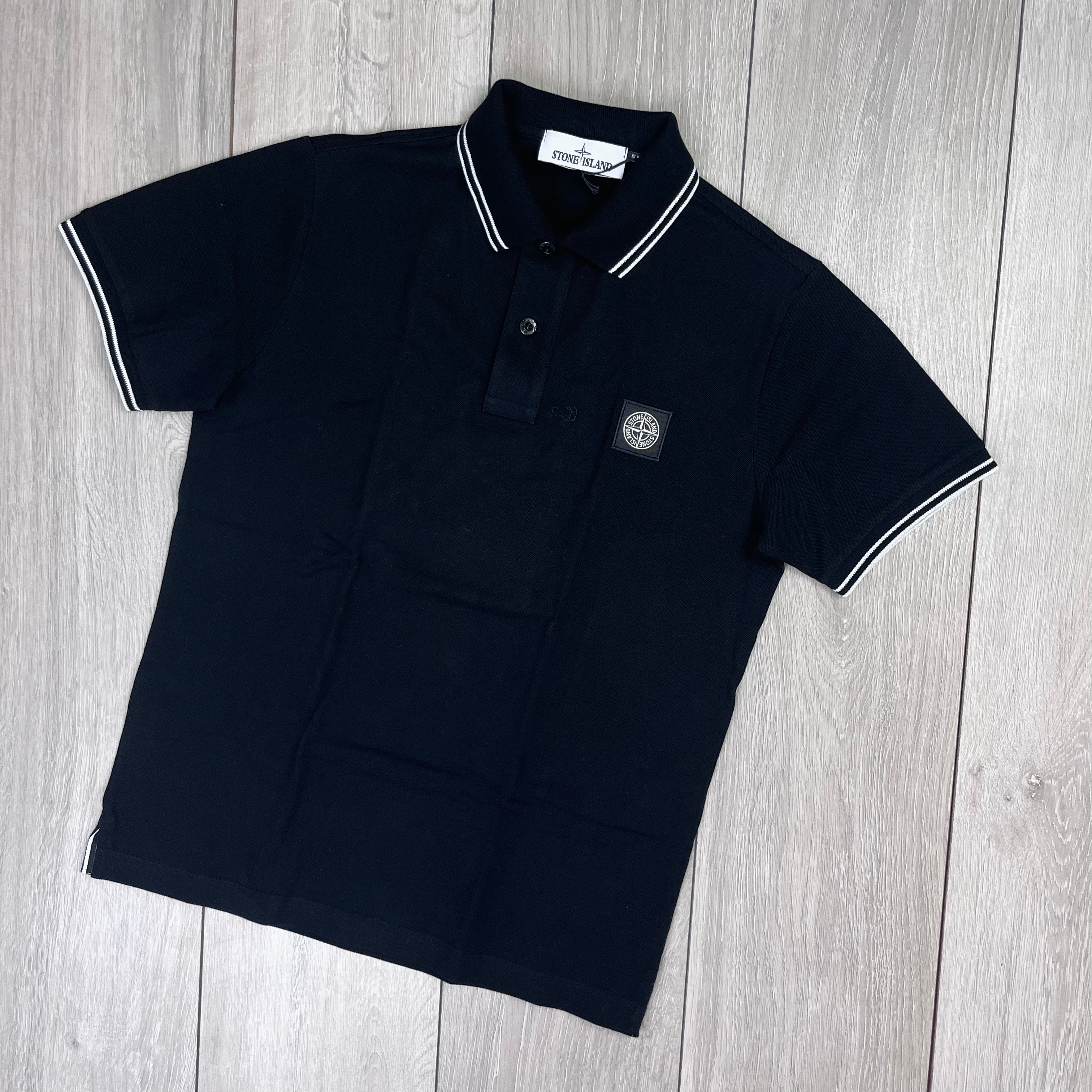 Stone Island Patch Polo Shirt - Black -Usfansport