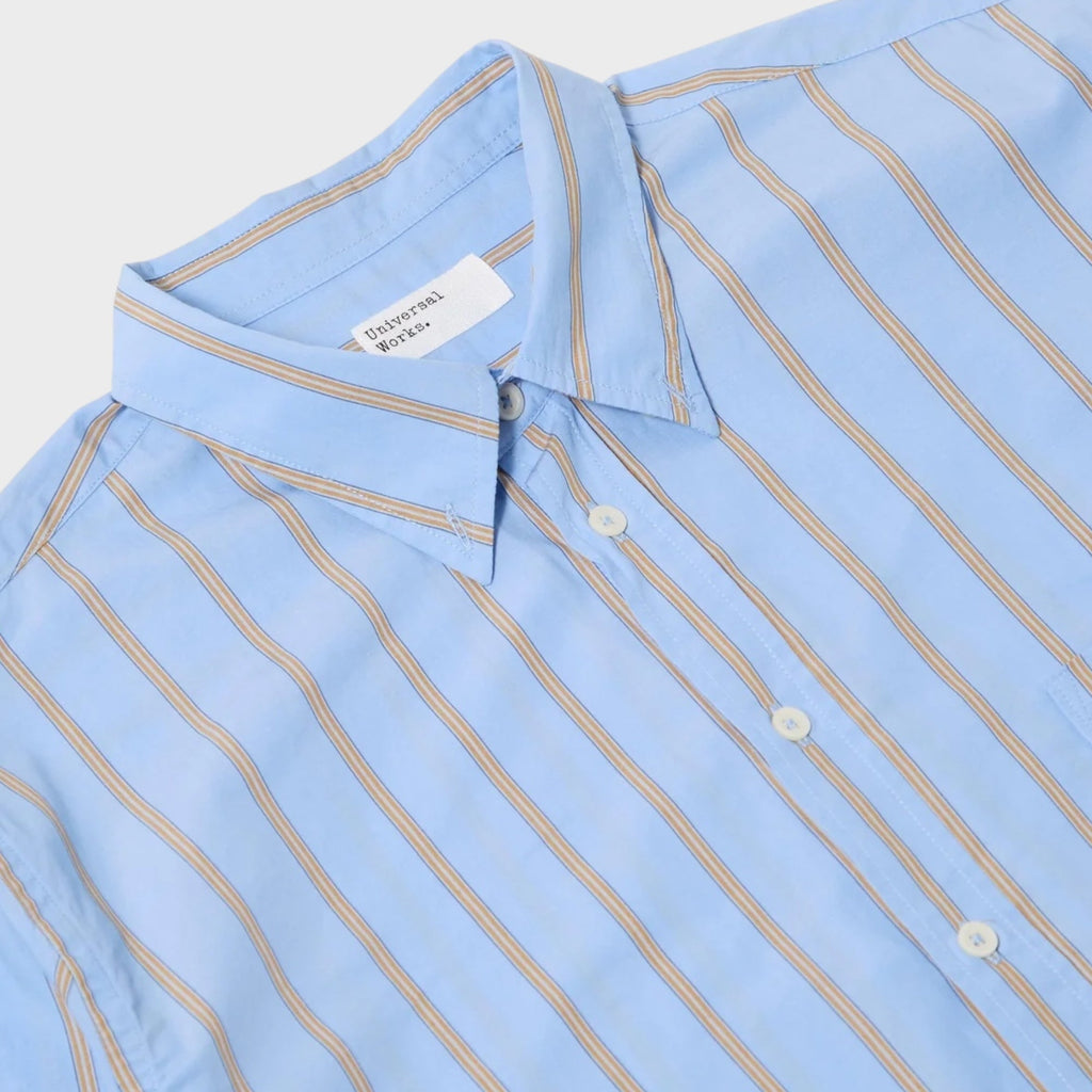Universal Works Lazy Day Pop Stripe Four Skjorte I Blå