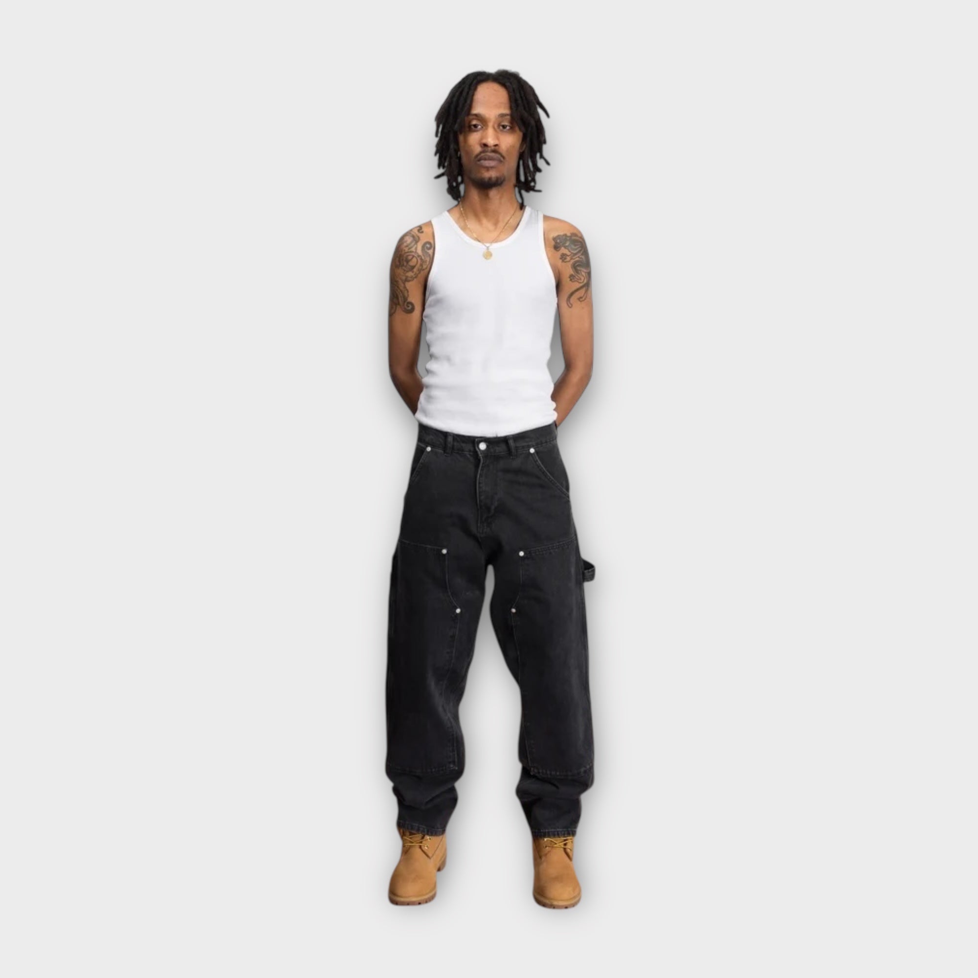 Patta Double Knee Denim Jeans I Sort