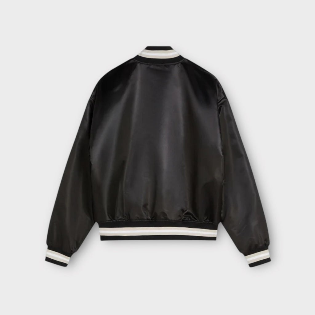 Patta Script Logo Satin Varsity Bomber Jakke I Black