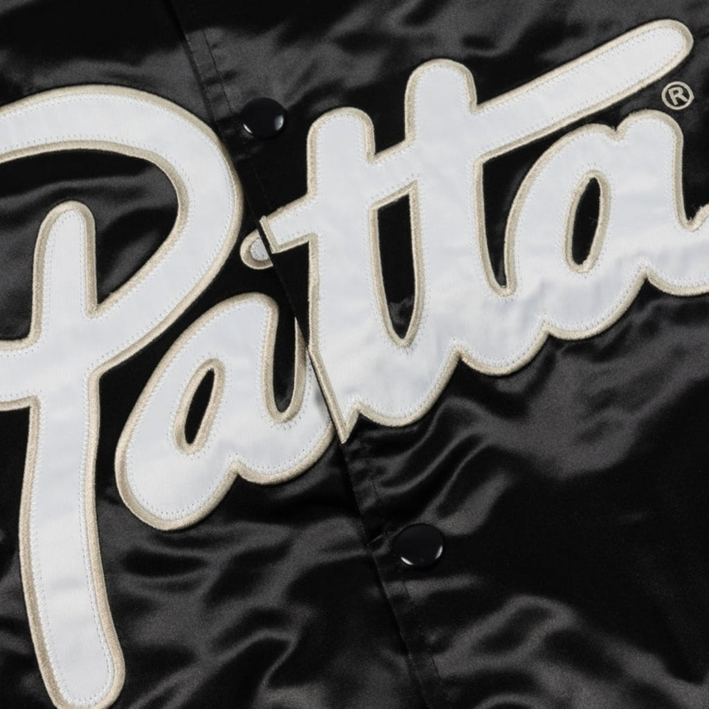 Patta Script Logo Satin Varsity Bomber Jakke I Black