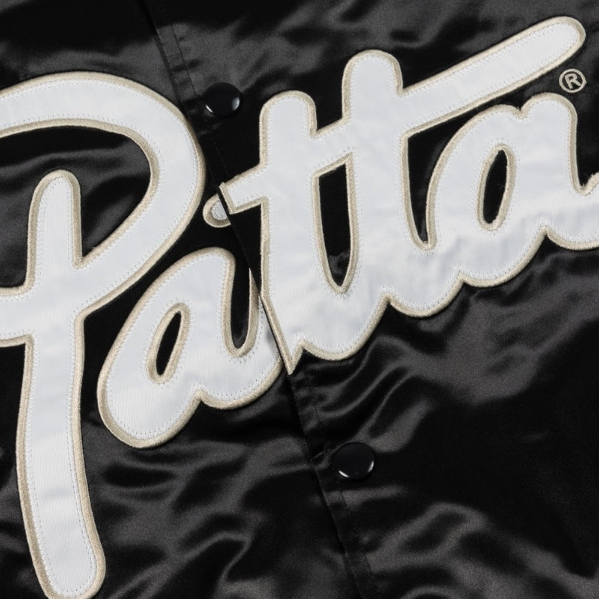 Patta Script Logo Satin Varsity Bomber Jakke I Black
