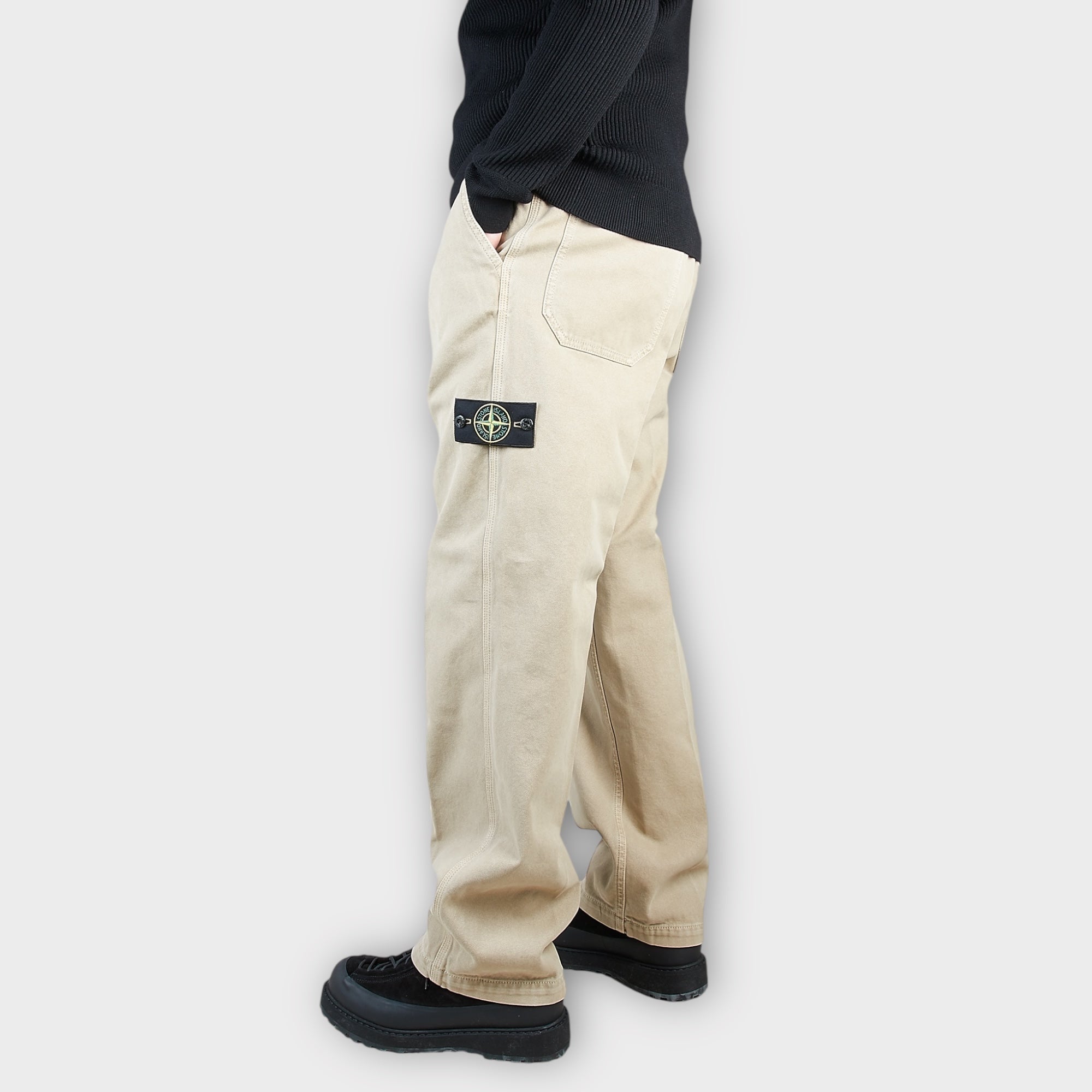 Stone Island Logo Loose Fit Bukser I Sand
