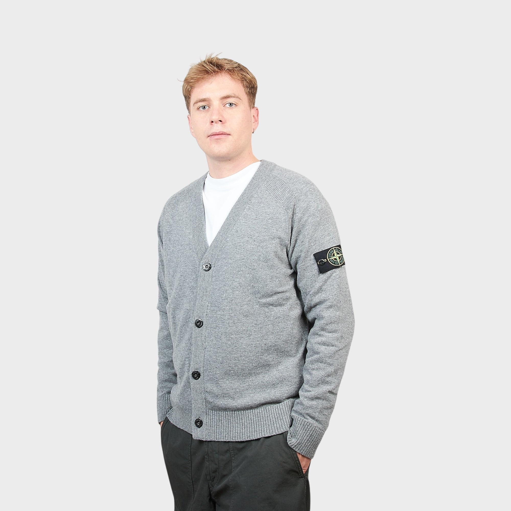 Stone Island Strik Cardigan I Grå