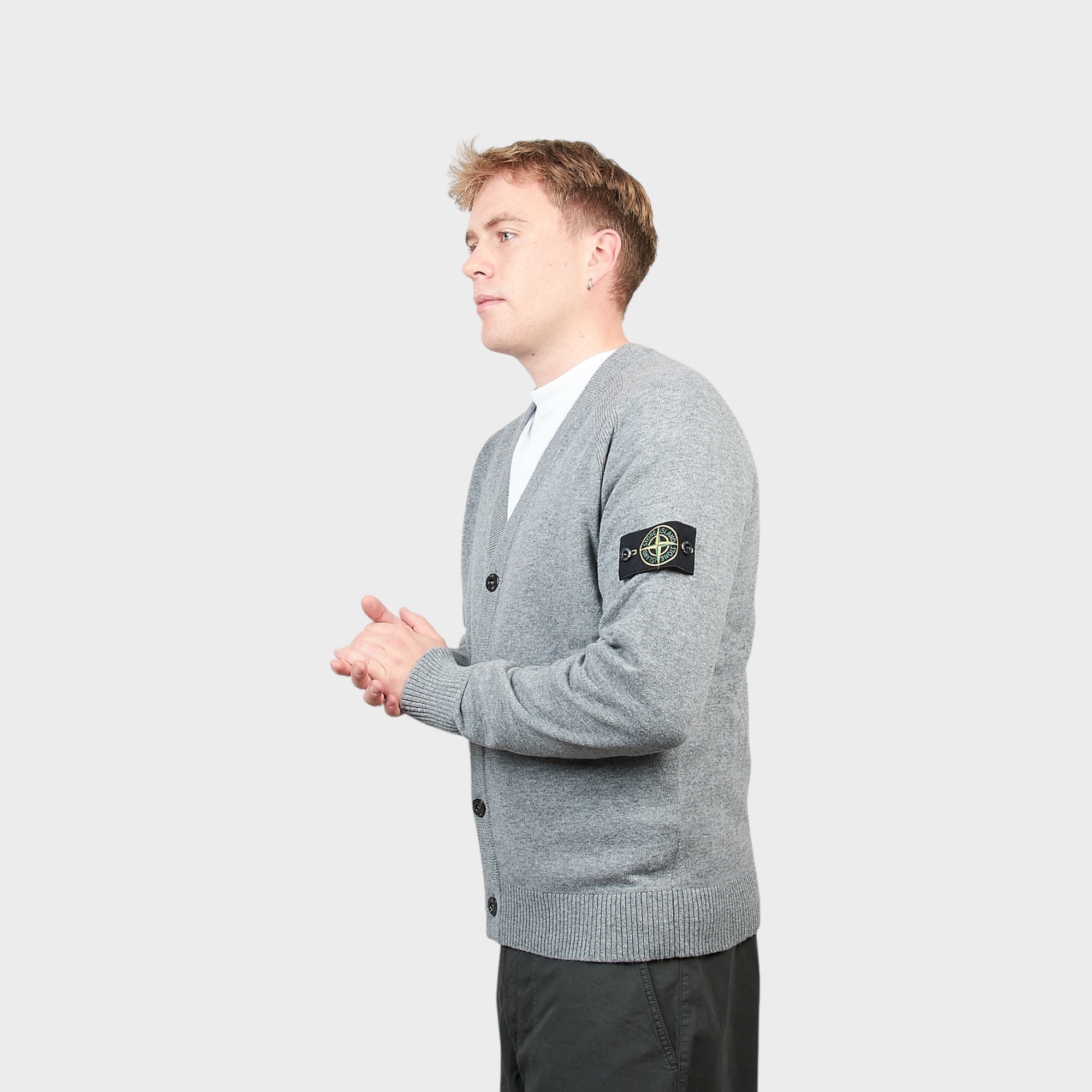Stone Island Strik Cardigan I Grå