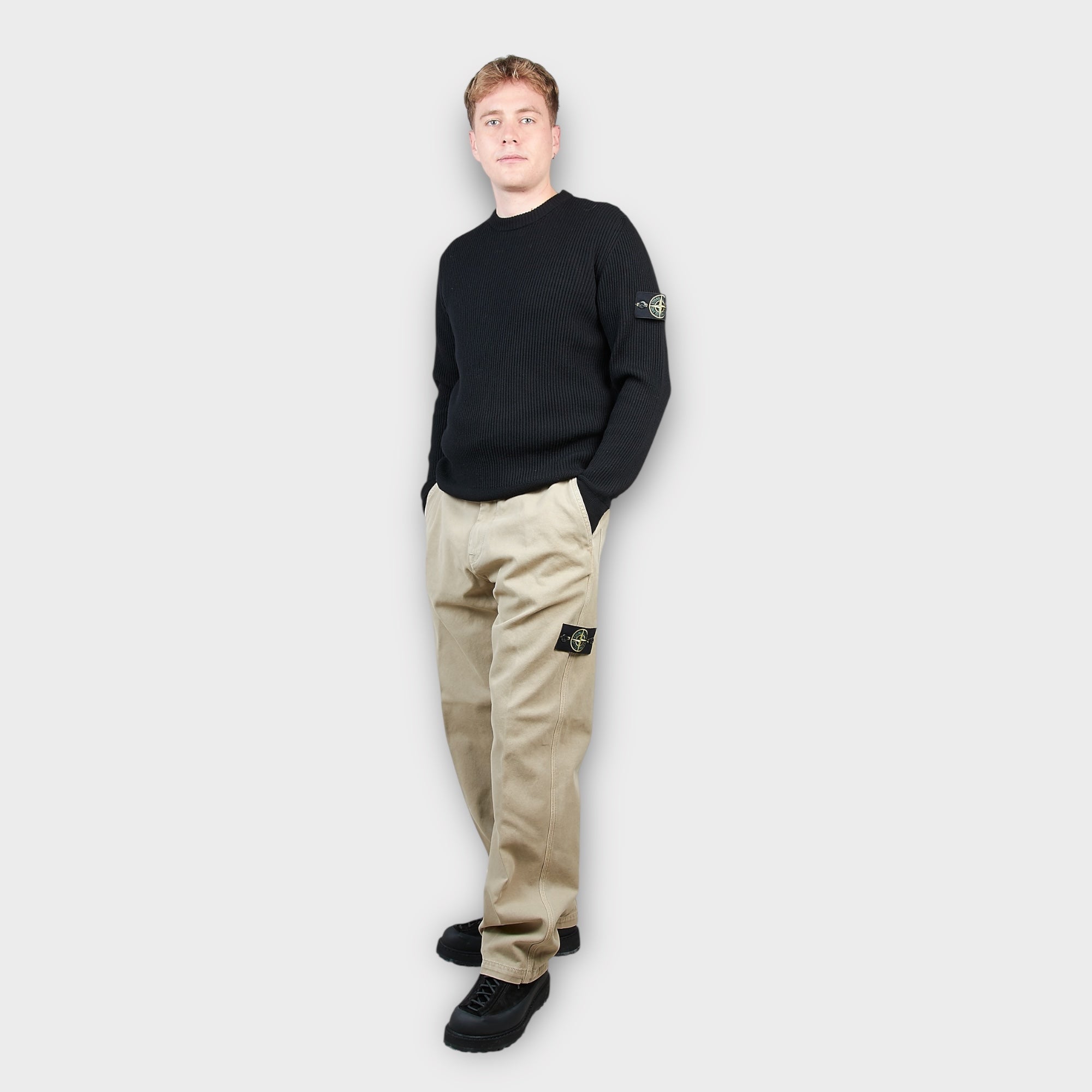 Stone Island Logo Loose Fit Bukser I Sand